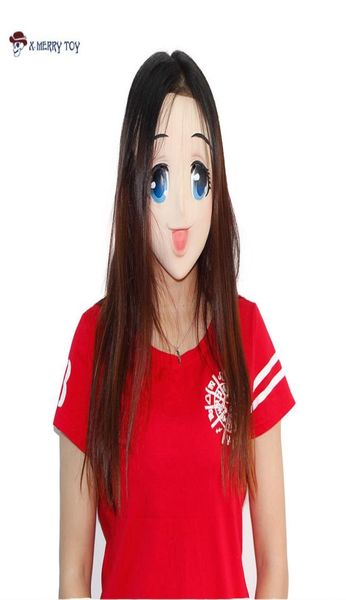 XMERRY TOY Halloween masque Latex caoutchouc adulte Anime yeux bleus fille Sexy dessin animé femme Cosplay drôle 8556042