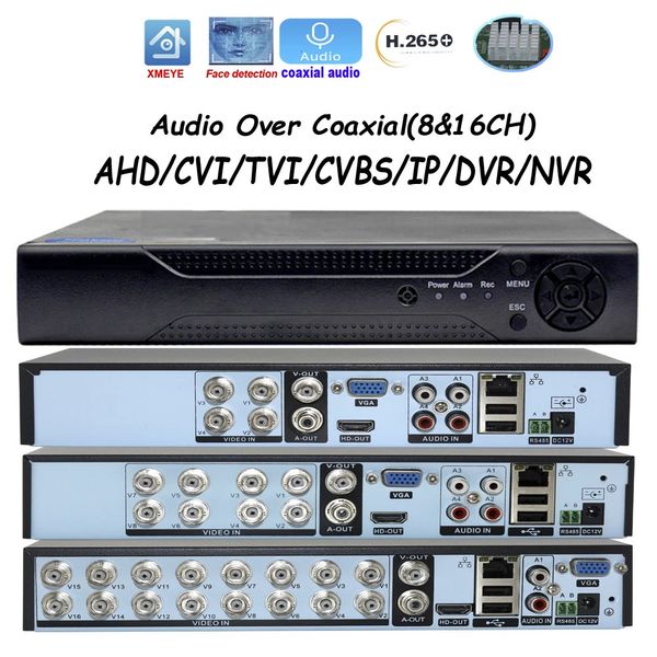 Grabadores de video Xmeye Audio sobre voz coaxial 4 8 16 canales DVR 5M N 1080P Sistema de vigilancia 5 en 1 AHD TVI CVI IP analógico 231226