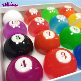 XMLIVET 57.25 mm Transparent Colorful Pool Billards Balls Full Complete Set of Cue Balls 2 1/4inch Billiars Accessoires