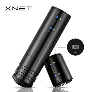 XNET Elite Pro Professional Wireless Tattoo Machine Pen Krachtige Coreless Motor LED -display snel opladen voor kunstenaar body 220624