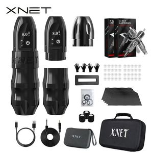 XNET Titan Wireless Tattoo Machine Kit met extra 38 mm grip 2400 mAh batterij 40 stuks gemengde cartridge voor artiesten 231225