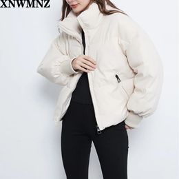 XNWMNZ Za Femmes Solide Kaki Noir Oversize Parkas Épais Hiver Zipper Poches Femme Chaud Élégant Manteau Veste De Haute Qualité 210204