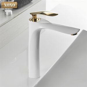 Xoxo bekken kranen koude en warm enkel gat mixer kraan zwart wit goud mixer kraan voor badkamer wastafel kranen 20055-1 T200107