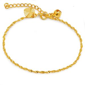 XP bijoux 3 pcslot 17 cm 3 24 k couleur or pur belle vague bracelets pour femme mode 240125