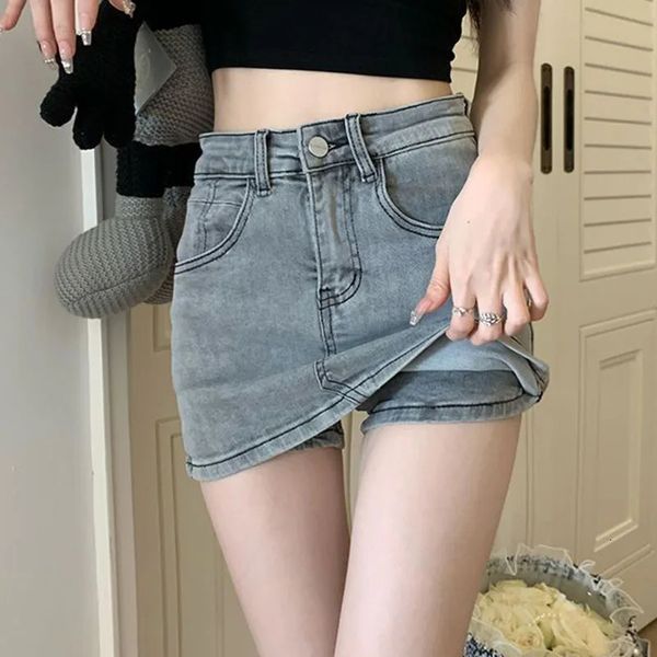 XPQBB Sexy Chick Bag Falda de cadera Mujer Corea Corea Flinny High Wistcon Mini Falda Mujer Summer Anti-Glaredenim Short 240424