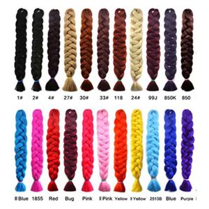 Fábrica Suministro directamente 165G 82InCH Transferencia sintética Sintético Pelo Jumbo Braid Extensiones de cabello sintético Aceptar color personalizado