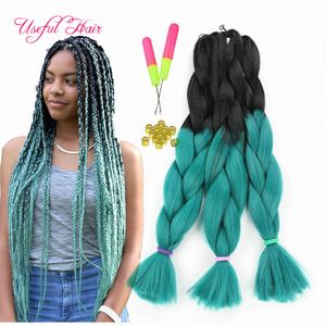 Xpression Vlechten Haar Synthetisch Haar Weave Jumbo Vlechten Bulks Extensie Cheveux 24Inch Ombre Blue Blonde Gray Color Haak Ultra Braid