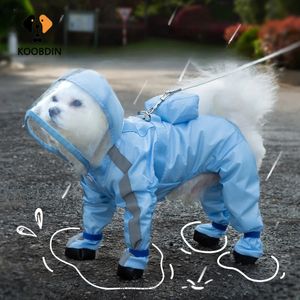 XS-2XL Hond Regenjas Capuchon Jumpsuit Waterdichte Hond Jas Outdoor Reflecterende Honden Regenjas Waterbestendig Hondenkleding 240307