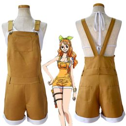 Pantalon à bretelles Nami Cosplay Anime XS-3XL, hauts avec ceinture, tenues pour femmes, uniforme de fête d'halloween et de noël, jeu de rôle