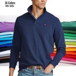 XS-5XL Ropa deportiva de moda Alta calidad - Diseño Polos para hombre Camisas de manga larga 100% algodón Polos casuales Homme Solapa Tops masculinos 240129