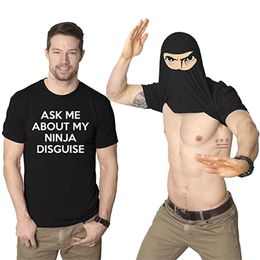 XS-5XL Mens vraag me over mijn Ninja vermomming Flip T-shirt grappig kostuum grafische mannen katoenen T-shirt humor cadeau vrouwen top tee 220513