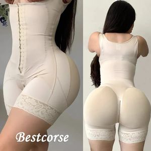 XS Hourglass Faja Body Shapewear Mujeres con cremallera Entrepierna Compresión fuerte Post Cirugía Body Shaper Tummy And But Lifter 240112