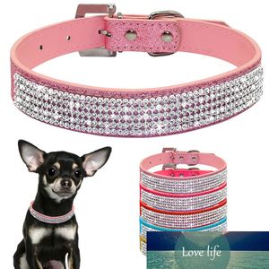 XS/S/M/L Collars Bling Rhinestone Dog Collars Pet PU Leather Crystal Diamond Puppy Pet Collar and Leashes for Dog Accessories