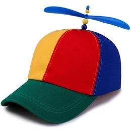 XS/S/M/M Fashion Rainbow Bamboo Dragoy Baseball Cap Funny Helicopter Propeller Snap Back Hat voor volwassen kinderen jongens meisjes L2405