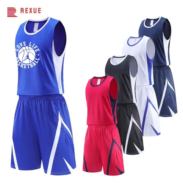 XS6XL ensemble de basket-ball surdimensionné maillot de survêtement d'entraînement en gros pour hommes et enfants avec sublimation de haute qualité bricolage personnalisé 240306