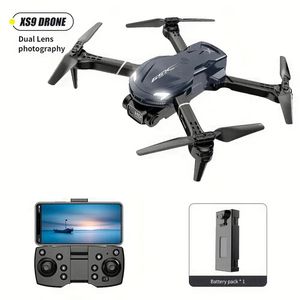 Drone XS9 avec double caméra HD, lumière LED, mode sans tête, mode de maintien en altitude, WiFi FPV UAV Photography Photographie pliable Remote Contrôle Aircraft Toys Gift