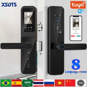 XSDTS TUYA WIFI Digital Electronic Smart Door Lock avec une caméra biométrique Empreinte Smart Mot Mot de passe Clé de mot de passe 240507