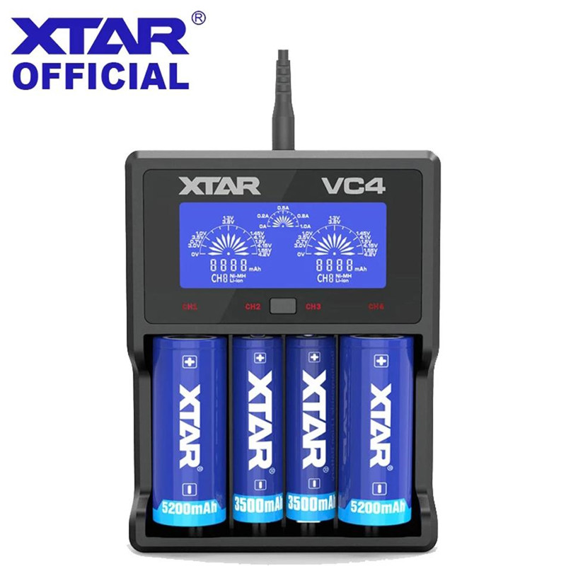 XTAR VC2 VC4 VC2S VC4S VC8 LCD Charger For 14650 18350 18490 18500 18700 26650 22650 20700 21700 18650 Battery