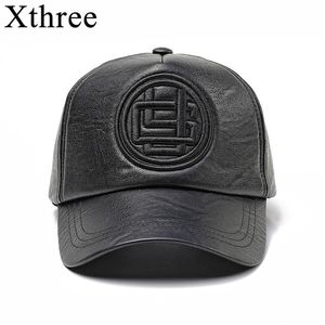 xthree herfst winter lederen baseball cap kunstleer muts snap back hoed voor mannen casual cap hoed mode hoge kwaliteit 220115