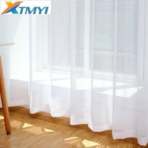 XTMYI Moderne Blanc Tulle Rideau pour Salon Chambre Solide Voile Rideau pour Cuisine Fenêtre Traitement Décoratif 210712