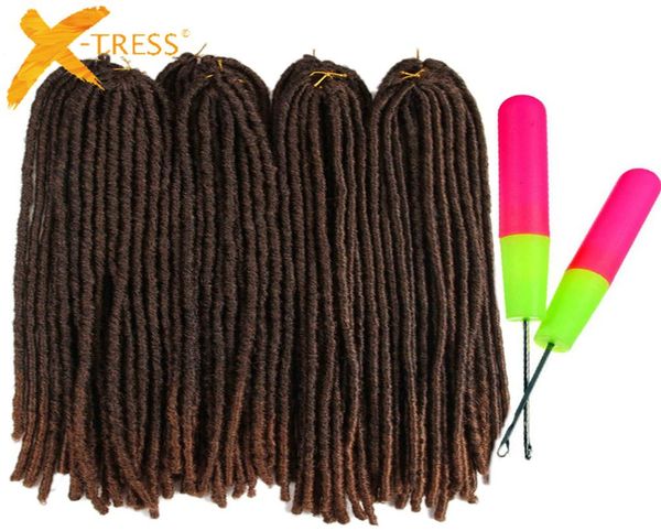 XSTRESS 26 pulgadas Dreadas suaves Braids de crochet Jumbo Leadstyle Ombre Color sintético Faux Locs Fraiding Hair Extensions8218439