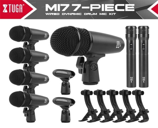 XTUGA MI7P 7 pièces Kit de micro de batterie dynamique filaire ensemble de microphone de cymbales TomSnare en métal entier utilisé pour la batterie 2106101740122