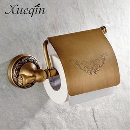 Xueqin Antiek bloemprint badkamer toiletpapier rolhouder messing muur gemonteerd toiletpapier tissue opslagrek T200425