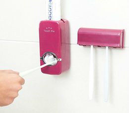 XUNZHE Dispensador de pasta de dientes completamente automático Perezoso a prueba de polvo Estante para cepillos de dientes Exprimidor de prensa de tubo para pasta Accesorios de baño Y9805873