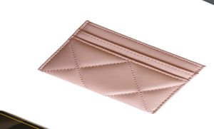 Xury C Fashion Designer Card Holders Classic Patroon gewatteerd Caviar Lambskin Hole Black Red Pink Woman Small Mini Wallet PE4444916