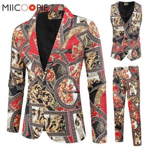 Xury Men Suit 3 Pièces Fashion Business Party Mens Paisley Suisses formelles Ensembles Veste Veste Pantal