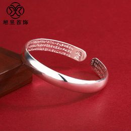 Xuyu Sieraden Verkoperd Zilver Edele Concubine Hart Sutra Open Armband Brede Massief Zilveren Armband als cadeau voor moeder en vriendin
