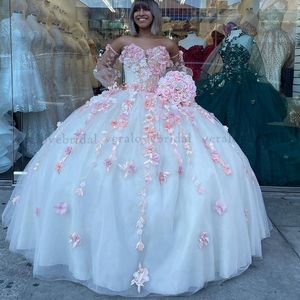 XV anos Vestidos Princess Pink Quinceanera jurk baljurk afneembare mouwen Sweet 16 jurk feestkleding 2022
