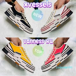 XVESSELS / VESSEL Luxury Casual Vanness Shoes Wu G.O.P Lows Vulcanisé Lace Up Sneaker Black3