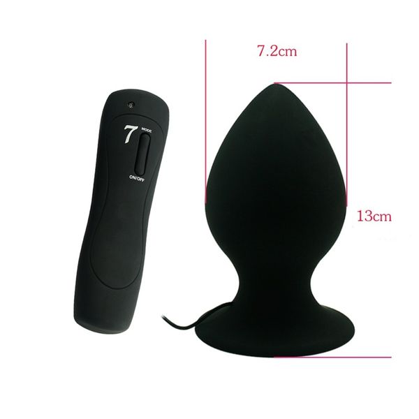 XXL tamaño grande 7 velocidades control remoto de silicona Masturbación anal enorme Vibrador anal Enchufe anal para mujeres y hombres Productos sexuales Y18110106