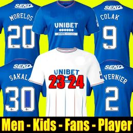 XXL XL 23 2024 Rangers Soccer Jerseys Glasgow 2023 2024 à domicile Version légendaire DEFOE BARKER MORELOS Hommes Enfants Formation Fans de football joueurs MORELOS