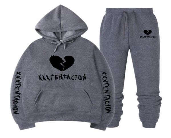 Xxx tentacion Sweatshirts Hip Hop imprimés décontractés hommes Hoodiepants 2 pièces Pullover Long Manchets Tracksuit Clothing QJT035584732