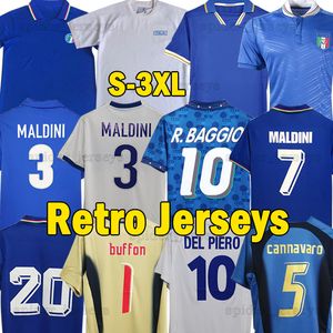 Xxxl 1982 85 86 Italiens Retro Soccer Jerseys Vialli # 9 1990 94 96 98 de Rossi del Piero Gattuso Totti 2000 Pirlo à manches longues R. Baggio 06 2012 Maldini Italia