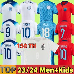 2023 2024 150th Inglaterra Toone camisetas de fútbol Angleterre Copa Mundial Mujeres Camiseta de fútbol Kirby White Bright Mead Kane Sterling Rashford Sancho Grealish Hombres Niños Kit