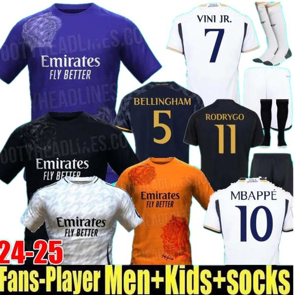 Xxxl 4xl mbappe cuarta camiseta de fútbol de casa 23 24 fanáticos camisa de fútbol vini jr tchouameni modric valverde 2023 2024 hombres niños Real madrids uniforme de bellingham uniforme