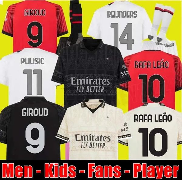 XXXL 4XL Milan REIJNDERS 23 24 AC PULISIC Soccer Jerseys GIROUD DE KETELAERE RAFA LEAO REBIC Maillot de football 3ème 4ème quatrième Hommes Kit Enfants 2023 2024