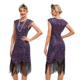 XXXL Womens jaren 1920 Flapper Dress Grote Ronde Hals Slipdress Roaring 20s Great Gatsby Jurk Vintage Jaarvergadering Jurk voor Feest 240313