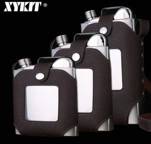 Xykit Big Capacité 18 26 35 oz Flasques de whisky en acier inoxydable Brown Transparent Holster Backle Hip Flask Men Portable T2001112041803