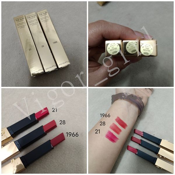 Y Marque Rouge À Lèvres De Luxe Fille Cosmétique Lèvres Beauté Maquillage Haute Designer # 1966 # 21 # 28 Haute Qualité Le Rouge A Levres Mat Rouge À Lèvres Longue Durée Étanche 22g 3 Couleurs