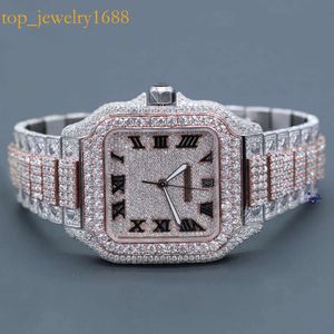Y Diamond Iced Out Hip Hop Luxe Pols Watch voor mannen in Moissanite VVS Clarity White Round Round Cut Diamonds