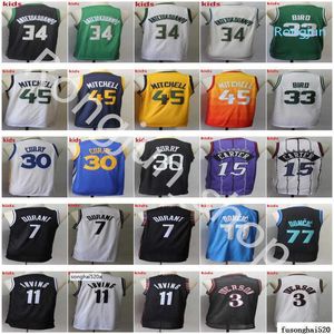 Y Jersey Donovan Mitchell Jaysontatum Bird Vince Carter Kyrie Irving Kevin Durant Stephen Curry Kids Basketball Green White RE Jerseys