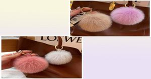 Y Echt Vossenbont Bal Poms Sleutelhanger Voor Vrouwen Luxe Pompom Sleutelhanger Accessoires Tas Decoratie Trinket Sieraden Geschenken T2207308213234