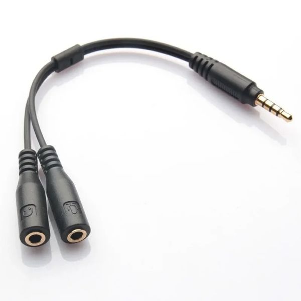 Divisor Y de Audio estéreo de 3,5mm, 1 macho a 2 hembra, Cable para auriculares, micrófono, adaptador de enchufe MP3, MP4, un punto, dos conectores, 20cm