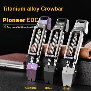 Y-START Pioneer Crowbar TC4 Aleación de titanio con clip Herramienta de defensa EDC para acampar al aire libre