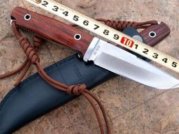 Couteau à lame fixe Y-start ressuscité couteau tactique de survie lame AUS-8A manche en bois gaine en cuir pour camping en plein air outils EDC