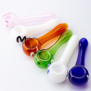 Y197 Pipe à fumer colorée d'environ 4,1 pouces, bol à cuillère à tabac avec numéro aléatoire dessus, tuyaux en verre pour plate-forme Dab